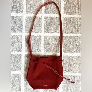 Mansur Gavriel Red Suede Drawstring Crossbody like NEW